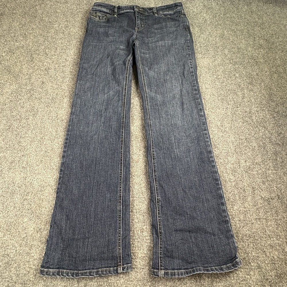 Vintage WHBM Jeans Women 8 Blue Blanc Embellished Y2K  Bling Boho‎ Festival Boot